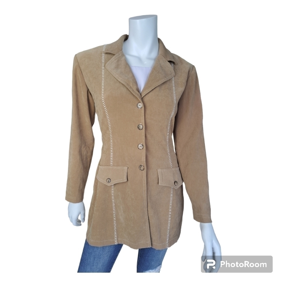 Fashion Paris faux suede suit jacket Made in France blazer equestrian look